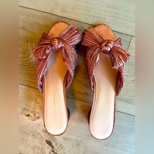 Pleated pink metallic Loeffler Randall heels